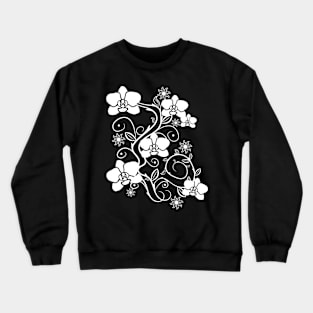 white orchids, bloom, blossoms, floral, flower, flowery Crewneck Sweatshirt